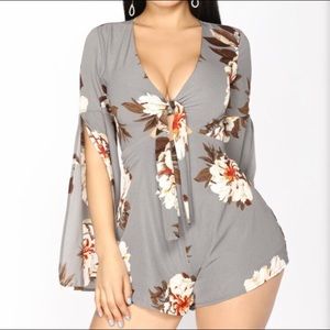 Grey Floral Romper